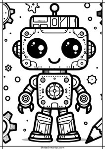 robot colouring pages for kids